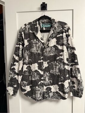 Vyner Articles Black & White Scenic Print Button-Up Shirt